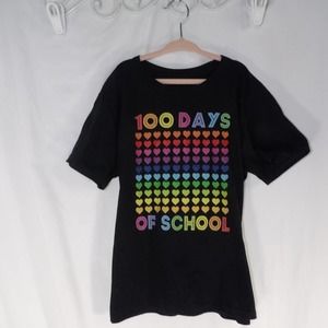 Heart Love  Girls  100 Days of School T-Shirt Size S